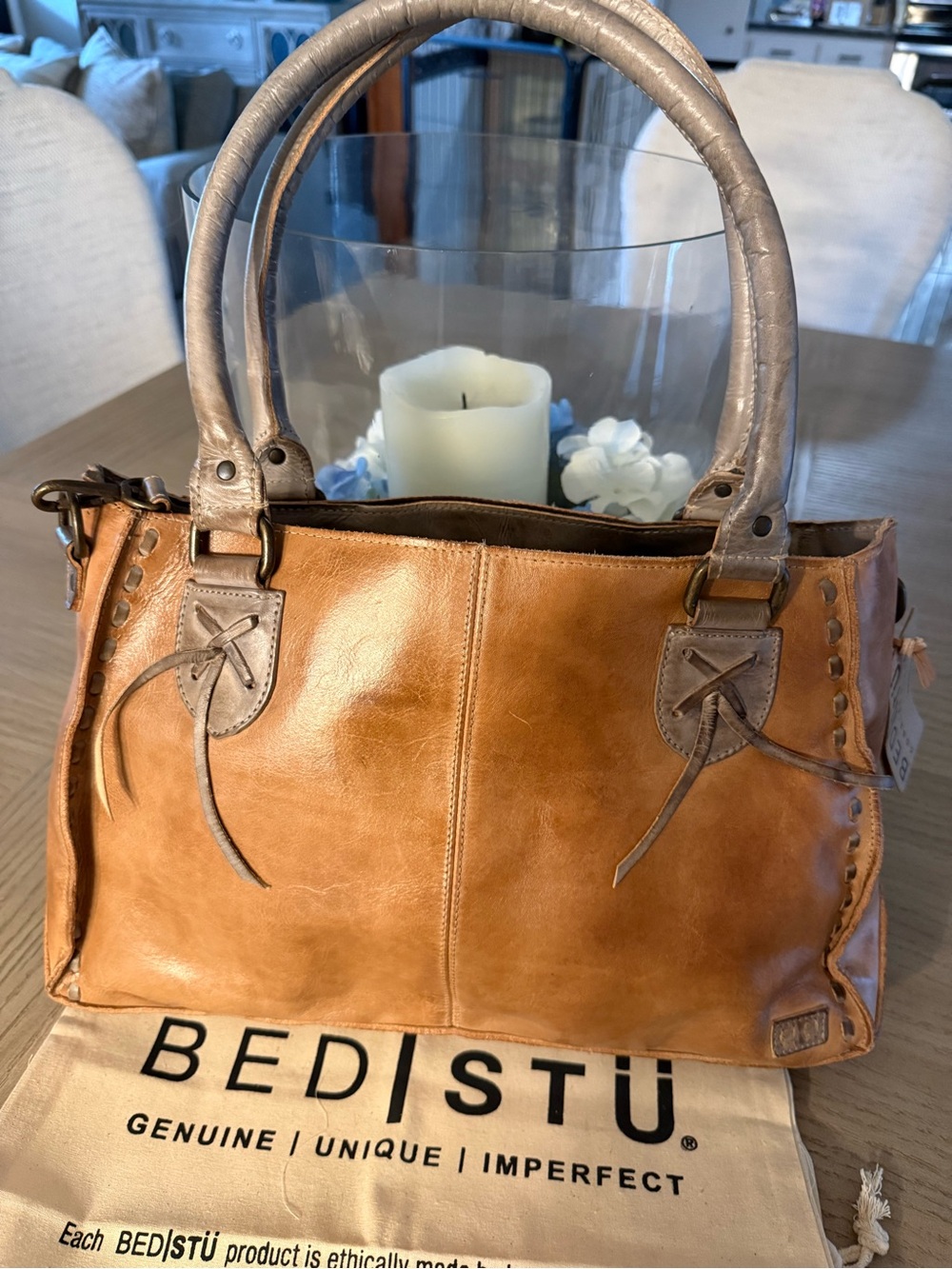 Bed|Stu NWT Oats  Icicle Rustic Leather Shoulder Handbag , Retails $295 - Picture 2 of 11